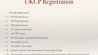 UKCP overall reqirements