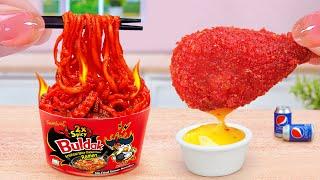 Best Korean Chicken  Extremely Spicy Fried Chicken Miniature Buldak Noodles  Tina Mini Cooking