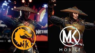 MORTAL KOMBAT 11 vs MK Mobile - RAIDEN all moves & Fatal Blow, Friendship, Brutality Comparison.