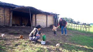 manjita cooking lunch for her son and husband somuhang in her mountain shed ||