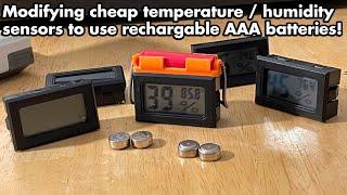 Modifying cheap temperature / humidity sensor to use rechargeable AAA batteries instead of L1154!