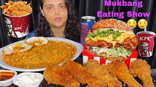 ASMR EATING kfc,Korean noodles ,sunny side up eggs,eating sounds,eating show,mukbang