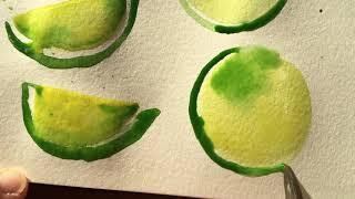 Quick and Easy Watercolour : Lime Slices Tutorial with Ohn Mar Win