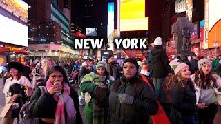 Saturday 4K Walking Tour, Crowded Streets, Times Square