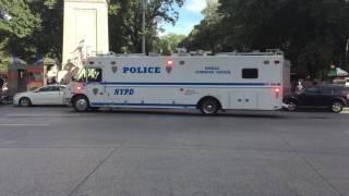 RARE CATCH OF THE BRAND NEW NYPD CTB MOBILE COMMAND CENTER ARRIVING FOR MOBILIZATION ON WEST SIDE.