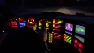 Driving KITT from Knight Rider at night.