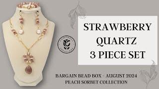 Bargain Bead Box August 2024 Peach Sorbet Collection - Strawberry Quartz Set