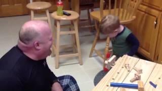 Noah and Daddy at Workbench