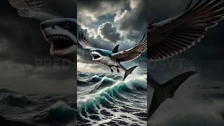 Shark vs. Hawk: Ocean’s Predator Meets Sky’s Hunter #shorts #animals #viralshorts