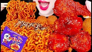 ASMR Fried Chicken Fire Noodles 신상 양념치킨 맛 불닭볶음면 먹방 Mukbang, Eating