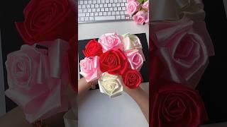 Easy diy satin ribbon rose flower making#handmade #handmadegifts #flowers #gift #ribbon #rose #craft