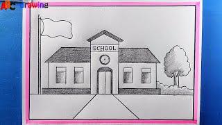 Beautiful school drawing very easy. pencil Drawing tutorial...