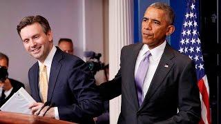 Obama surprises press secretary