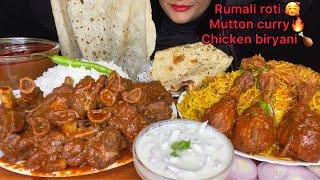 SPICY MUTTON CURRY WITH RICE,CHICKEN BIRYANI,RAITA*SPICY FOOD* INDIAN EATING SHOW l ASMR MUKBANG l