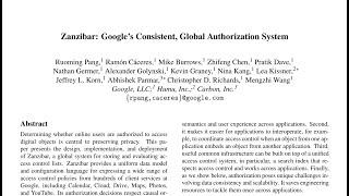 Zanzibar: Google's Consistent, Global Authorization System