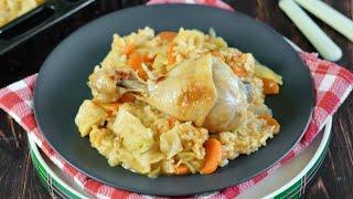 Ароматная курочка с капустой и рисом в рукаве - готовим в духовке