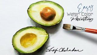 Avocado Watercolor Painting | Still life | Primary colors only