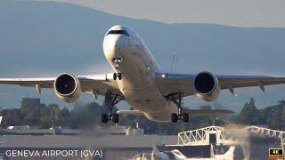 20 TAKEOFFS and LANDINGS |  GENEVA Airport Plane Spotting (GVA/LSGG) | 4K