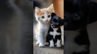 Puppy And Kitten Cuddle With Pure Joy
