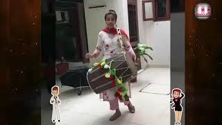 Cute Young Indian girl beating Dhol. S*K Naksh Sharma