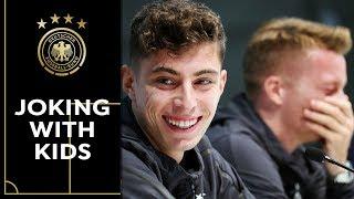 Reus, Havertz & Gnabry can't stop laughing at kids press conference