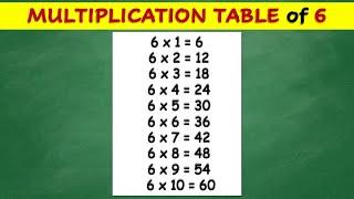 Multiplication Table of 6