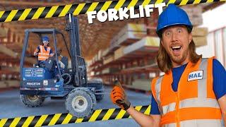 Forklift for Kids | Learn Forklift with Handyman Hal | Construction Equipment Fun Videos for Kids