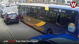 Homeowners terrified by buses driving inches from their front doors