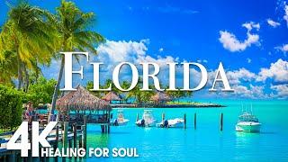 FLORIDA NATURE in 4K UHD Drone Film + Relaxing Piano Music for Stress Relief, Sleep, Spa, Yoga, Cafe