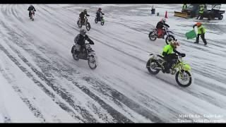 Crazy Dirt Bikes Ice Racing Moto On Ice - Cedar Lake Must See Drone Footage Flying Sub Zero