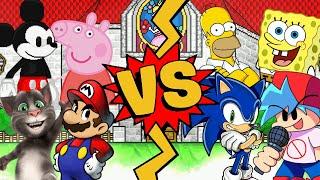 M.U.G.E.N. Battles | Talking Tom/Mario/Peppa Pig/Mickey vs Sonic/Boyfriend/SpongeBob/Homer