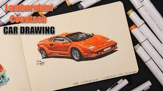 Handmade Car Drawing | Lamborghini Countach 25th Anniversary