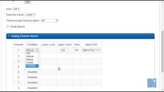 The DATAQ Instruments DI-808 'Alarms' Tab