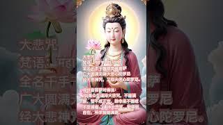大悲咒Great Compassion Mantra是观世音菩萨的大慈悲心，无上菩提心，济世渡人心，是修道成佛重要口诀。诵持大悲咒，不但能得到清心自在，而且所求皆能满愿。