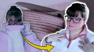 Upcycling A Cheap Discount Sweater with Sock Yarn and SCISSORS !