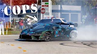 MCLAREN SENNA HITS 218MPH PASSING A COP!