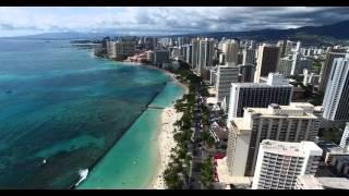 Drone footage of Waikiki Beach, Hawaii