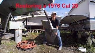 Restoring a 1976 Cal 29  Weeks 2-4: poop bag, climbing mast, dropping rudder