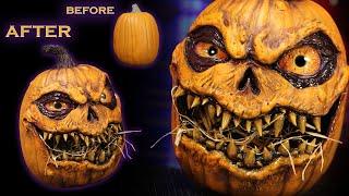 How to Carve a Foam Pumpkin Tutorial - Craft Foam Pumpkin - EVA Foam Clay - Monster Eyes Halloween