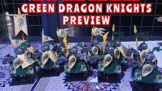 Lego Medieval Green dragon knights with Customise banners,capes,flags preview unofficial #lego