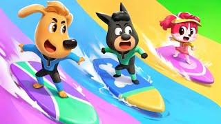 Sheriff's First Time Surfing | Safety Tips | Kids Cartoon | Sheriff Labrador | BabyBus