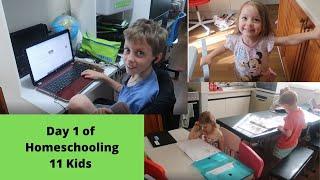 DAY 1 OF HOMESCHOOLING 11 KIDS | Large Family of 13 Daily Vlog