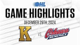 OHL Highlights: Kingston Frontenacs @ Oshawa Generals Dec. 29, 2024