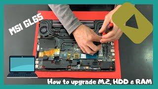 How to upgrade M.2 Pcie Nvme HDD SSD MSI GL65 Series 9SFK  RAM disassembly