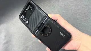 IMAK Ruiyi Ring Holder Case - Carbon Fiber Pattern version For Samsung Galaxy Z Flip4 5G