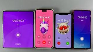 Incoming Calls + Alarm Clock & Timer On Samsung Fold5 + IPhone 15 Pro Max + IPhone XR + Samsung 10