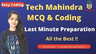 Tech mahindra Coding Question | Last Minute Preparation for Techm Coding