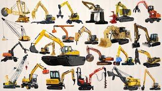 EXCAVATOR Vehicles - Tổng hợp Máy Xúc, Cần Cẩu | Excavator, Hammer, Grapple, Auger, Crane, Digger