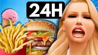 JE MANGE CE QUE JE VEUX PENDANT 24H ! SIMS 4