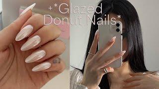 GLAZED DONUT NAILS ⊹ ࣪ ˖₊˚⊹ DUPE for OPI's Chrome Powder | Hailey Bieber Nails 